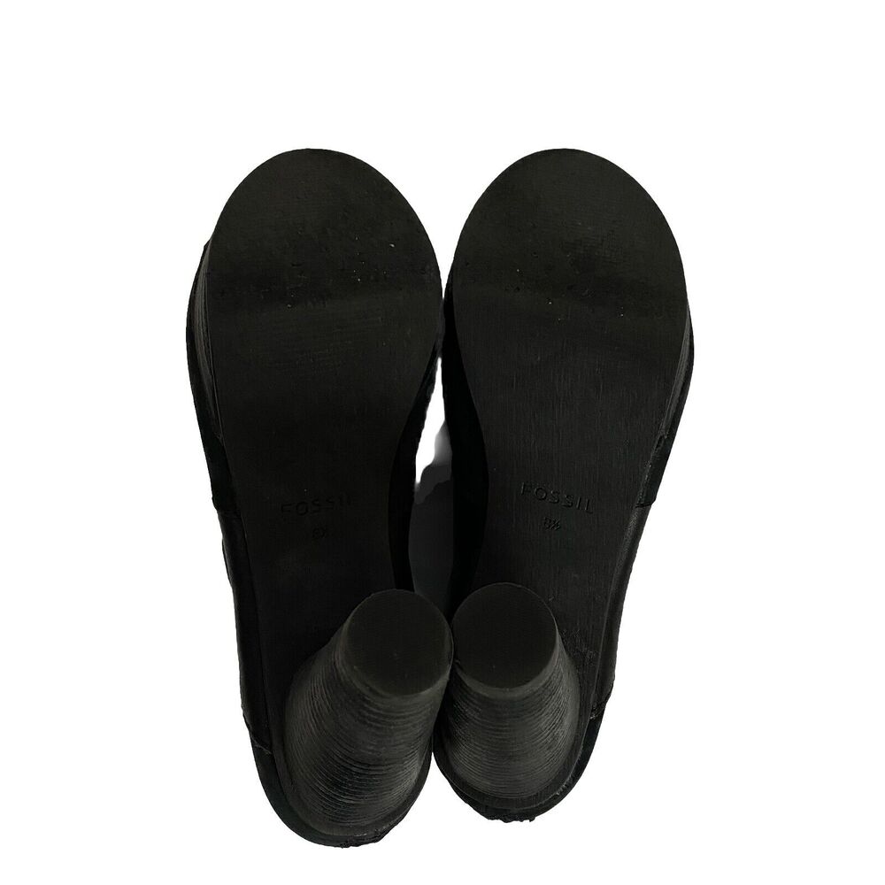 Fossil Bobbi Peep Toe Ankle Boots Booties Women’s Size 8.5 Black Leather - Picture 10 of 13
